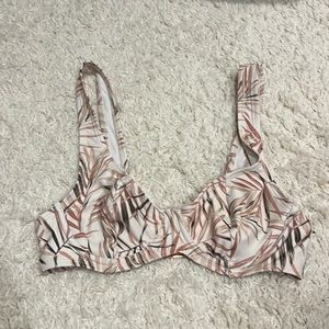 Tropical Leaf Print Bikini Top - Size 6